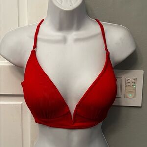 Women's 34C Shade & Shore bikini top red ribbed swimsuit